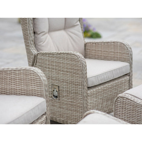 Sandstone Rattan Deluxe Recliner Set with 2 Footstools & Side Tablegarden