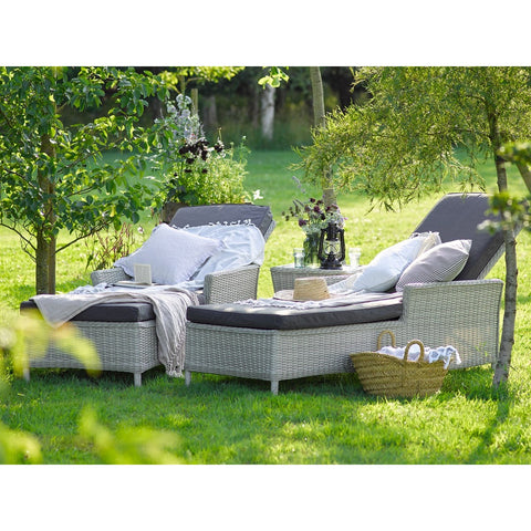 Dove Grey Rattan Lounger with Side Tablegarden