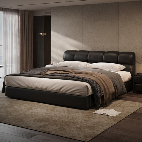 Italian puff leather bed