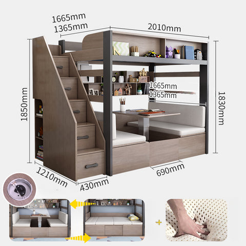 Simple modern upper and lower multi-function bed