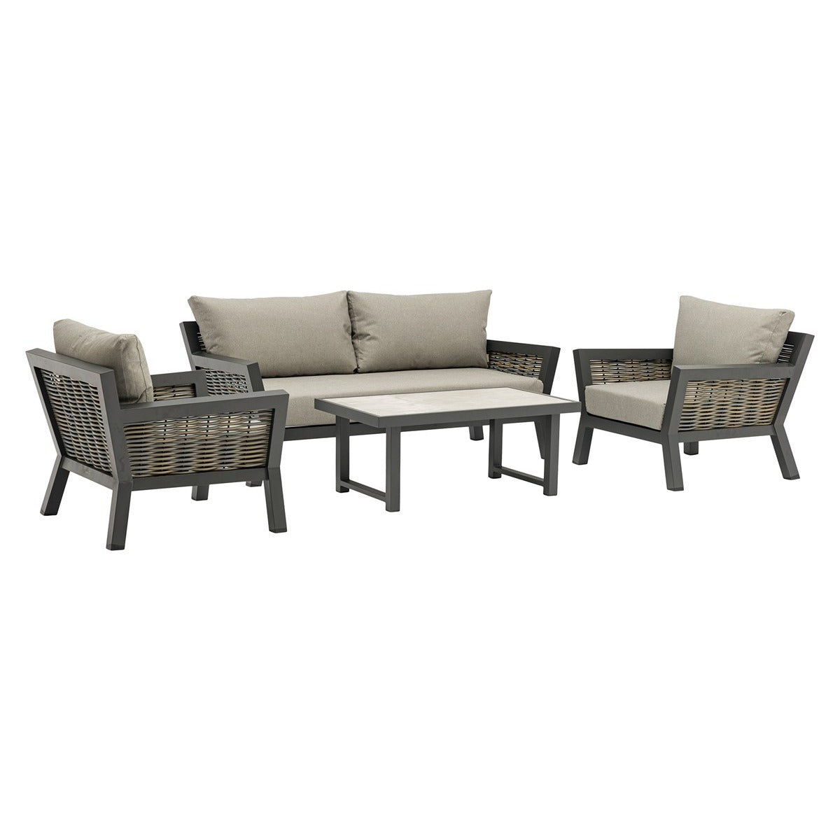 2 Seater Sofa with 2 Armchairs & Rectangle Coffee Tablegarden