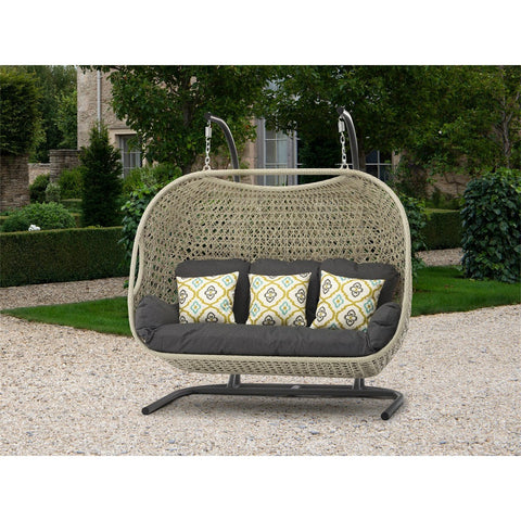 Dove Grey Rattan Triple Hanging Cocoongarden