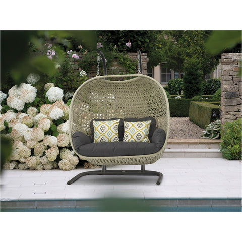 Dove Grey Rattan Double Hanging Cocoongarden