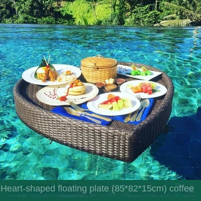 Simple Internet celebrity rattan basket floating round water tray Bali homestay hotel villa swimming pool dinner plate garden