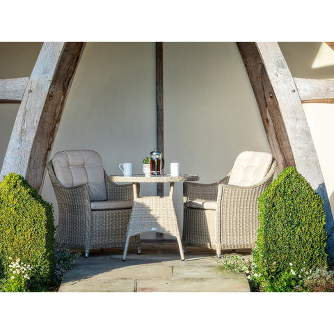 Sandstone Rattan Bistro Table Set with 2 Armchairsgarden