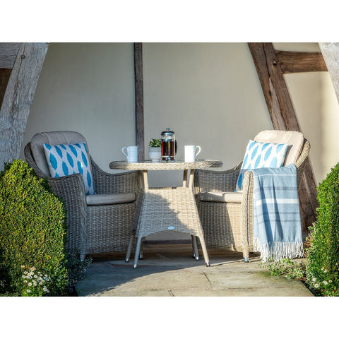 Sandstone Rattan Bistro Table Set with 2 Armchairsgarden