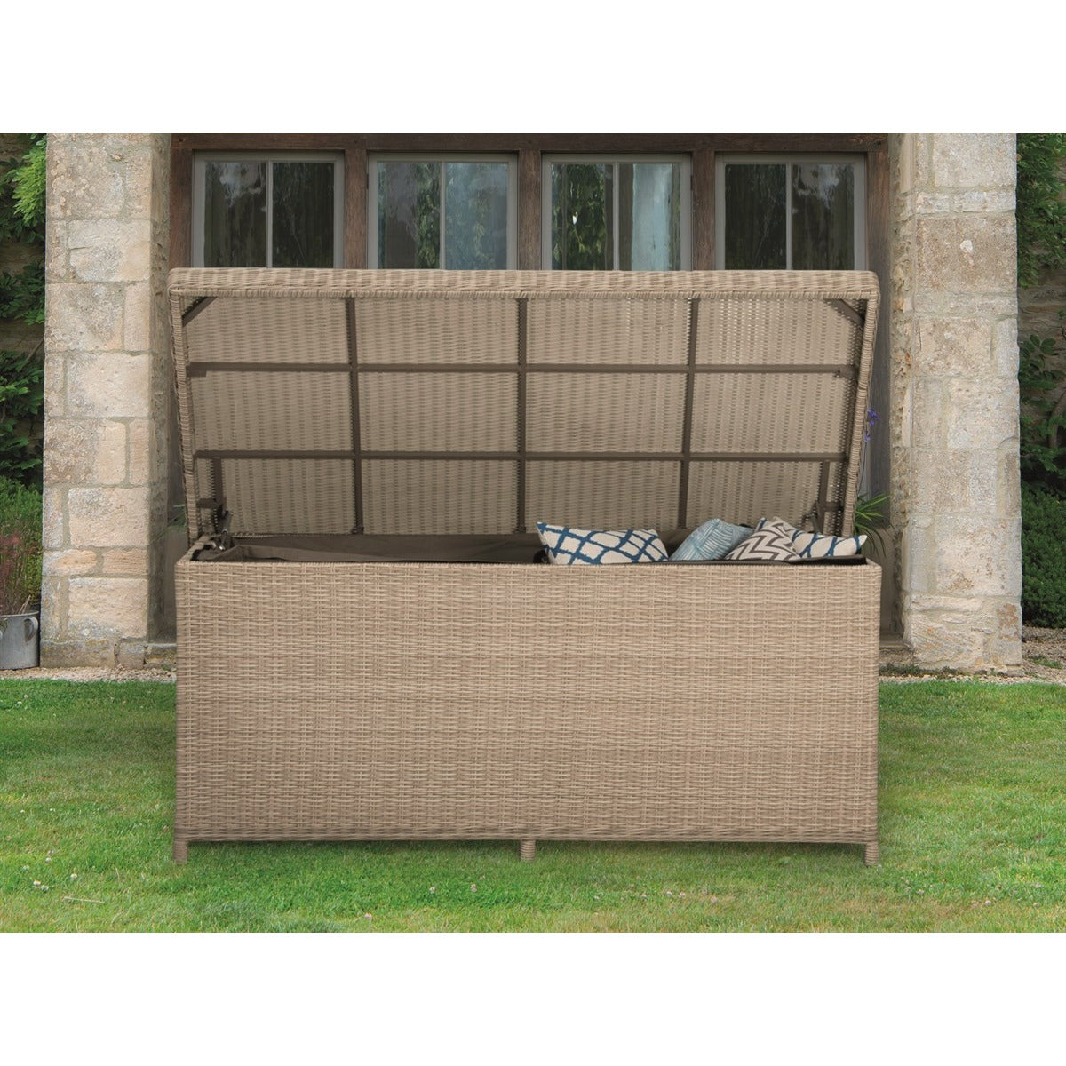 Sandstone Rattan Large Cushion Box with Linergarden