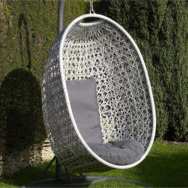 Monterey Dove Grey Rattan Single Hanging Cocoon garden