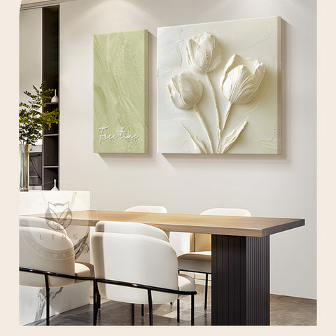 Cream Restaurant Decorative Painting Abstract Art Flower Hanging Painting