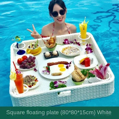 Simple Internet celebrity rattan basket floating round water tray Bali homestay hotel villa swimming pool dinner plate garden