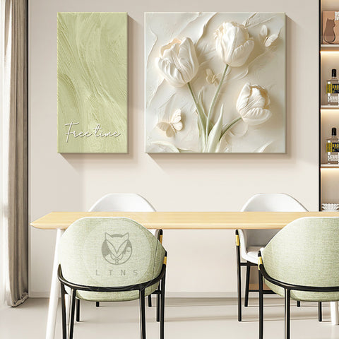 Cream Restaurant Decorative Painting Abstract Art Flower Hanging Painting