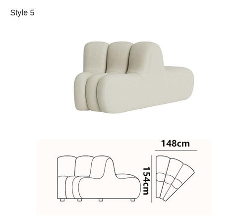 Nordic French fan S arc combination sofa hotel beauty salon art exhibition hall back to back double-sided sofa