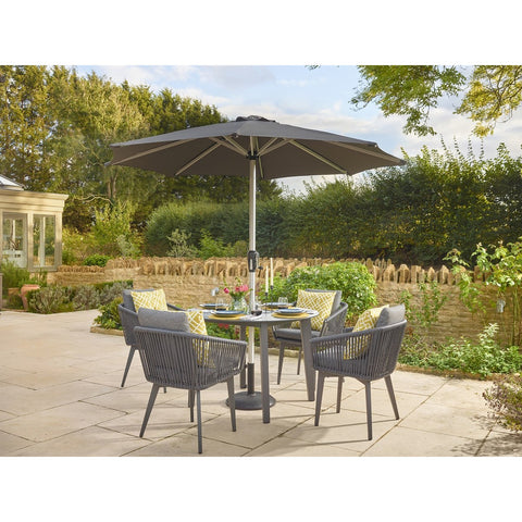 4 Seat Round Dining Set with Parasol & Basegarden