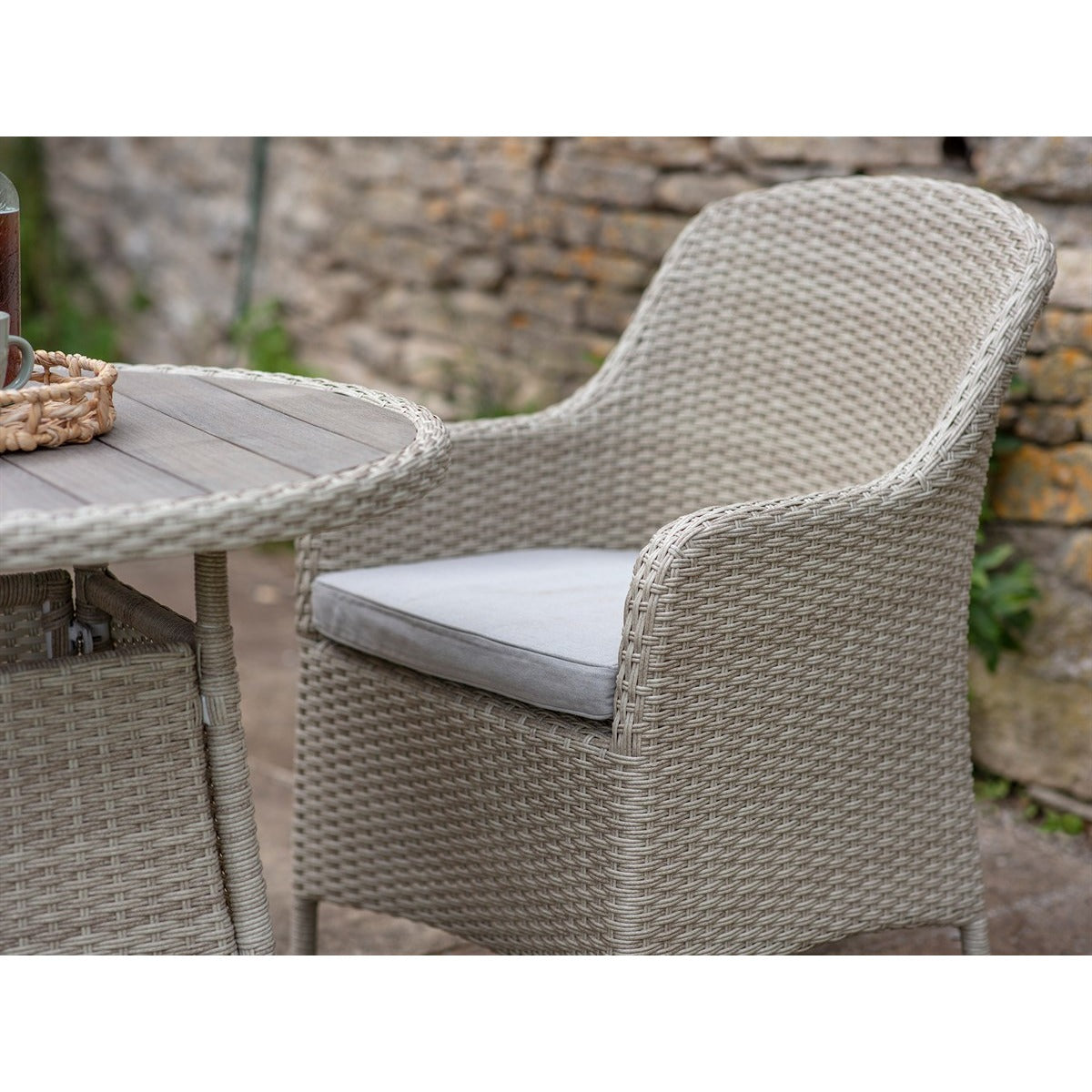 Nutmeg Rattan 2 Seat Round Bistro Set with Tree-Free Topgarden