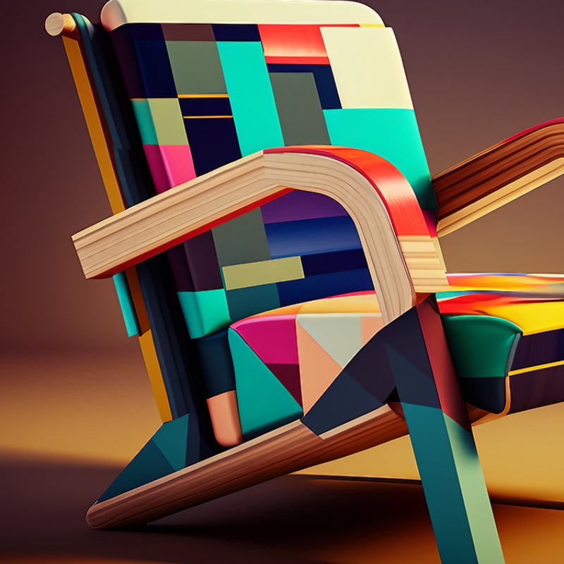 Abstract color block art leisure single chair