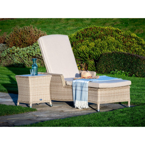 Sandstone Rattan Lounger with Side Tablegarden