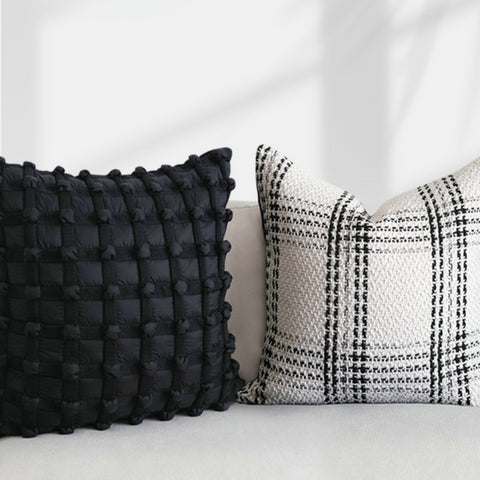 Premium black and white checked cushion cushion