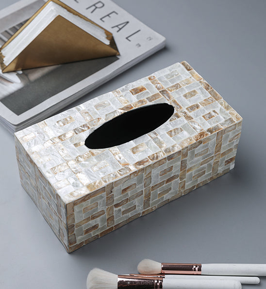 Natural Shell Decorative Tissue Box Creative Paper Drawer Box