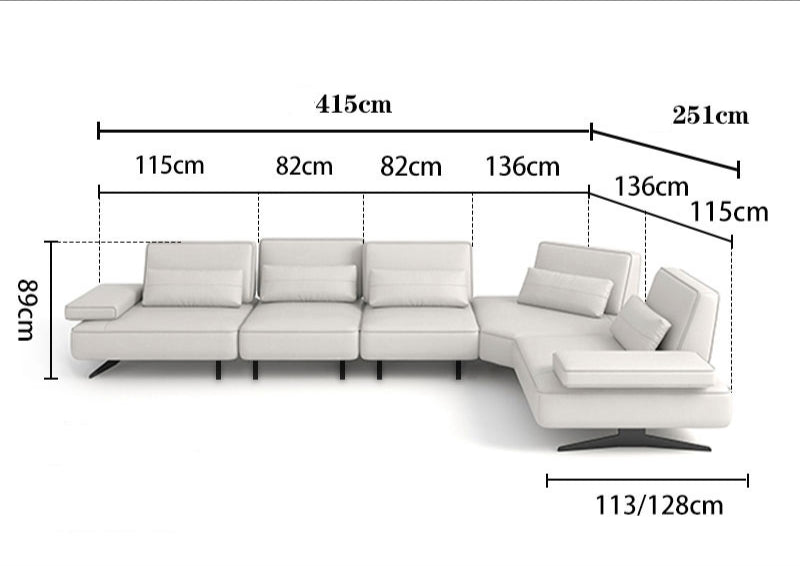 Leather retractable sofa