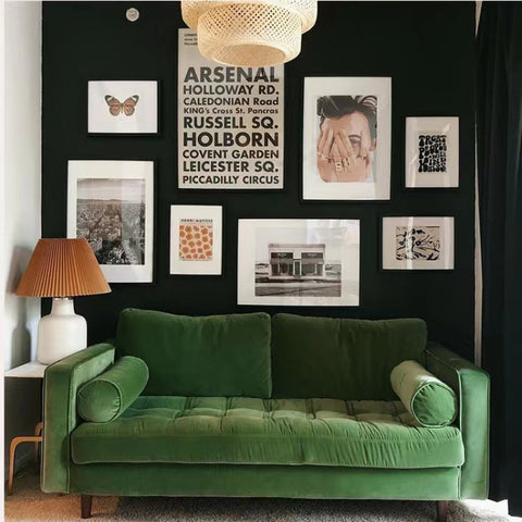 French retro olive green sofa