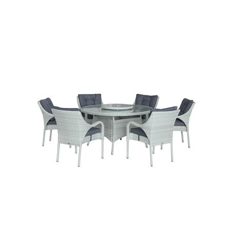 Cloud Rattan 6 Seat Round Dining Set with Parasol & Basegarden