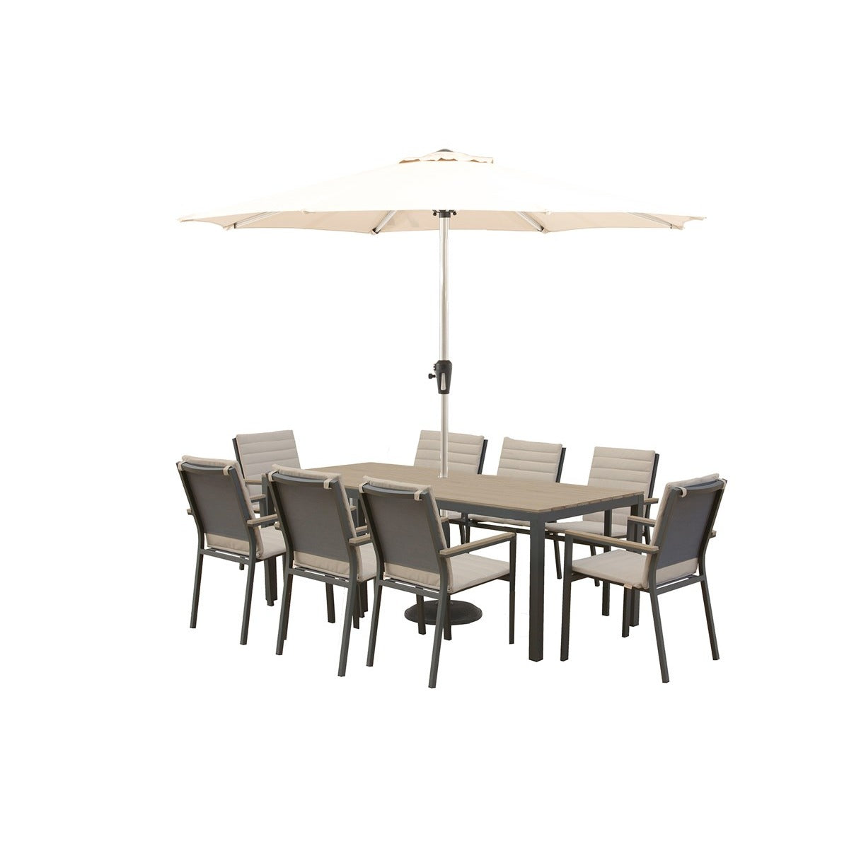 8 Seat Rectangle Dining Set with Parasol & Basegarden