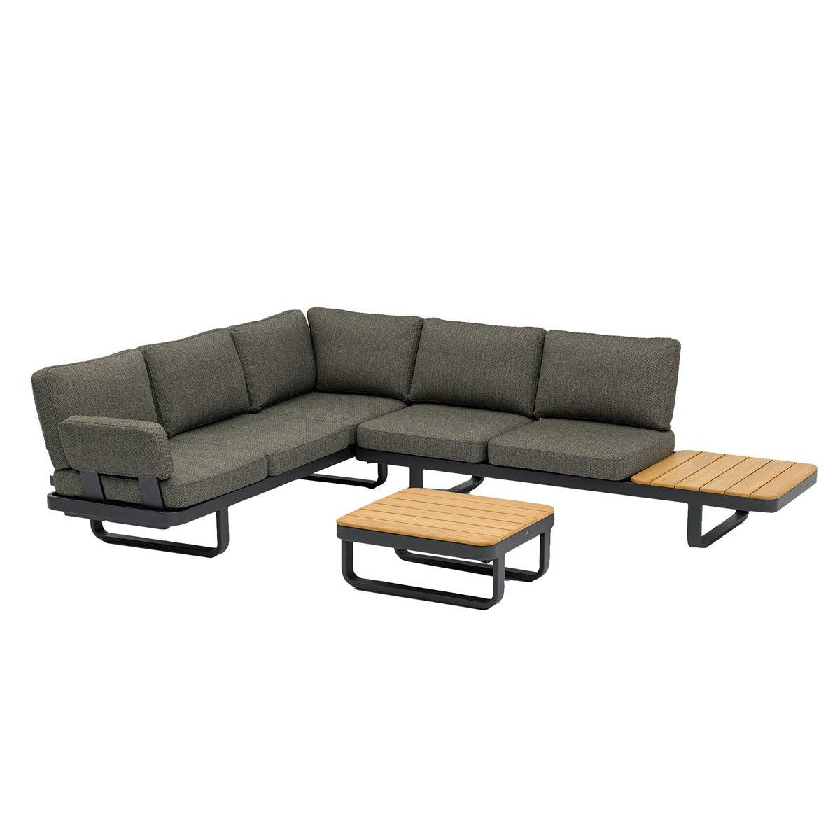 L-Shape Lounge Set With Teak Side & Coffee Tablegarden