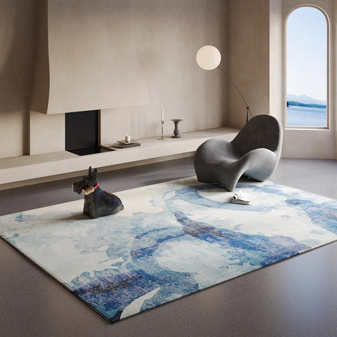 Minimalist high-end living room carpet, sofa, tea table and floor mat