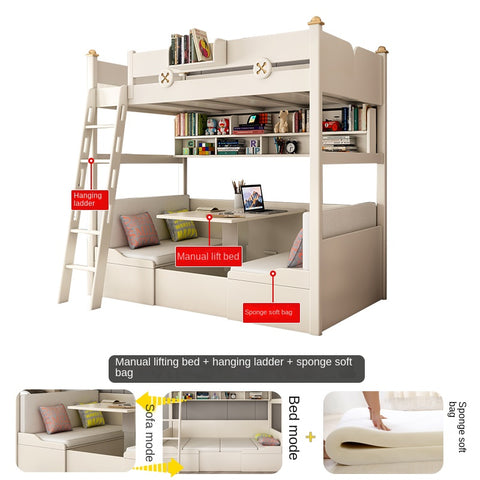 All solid wood simple upper and lower children's beds