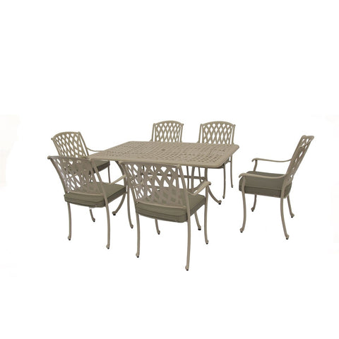 Stone Cast Aluminium 6 Seat Rectangle Dining Setgarden