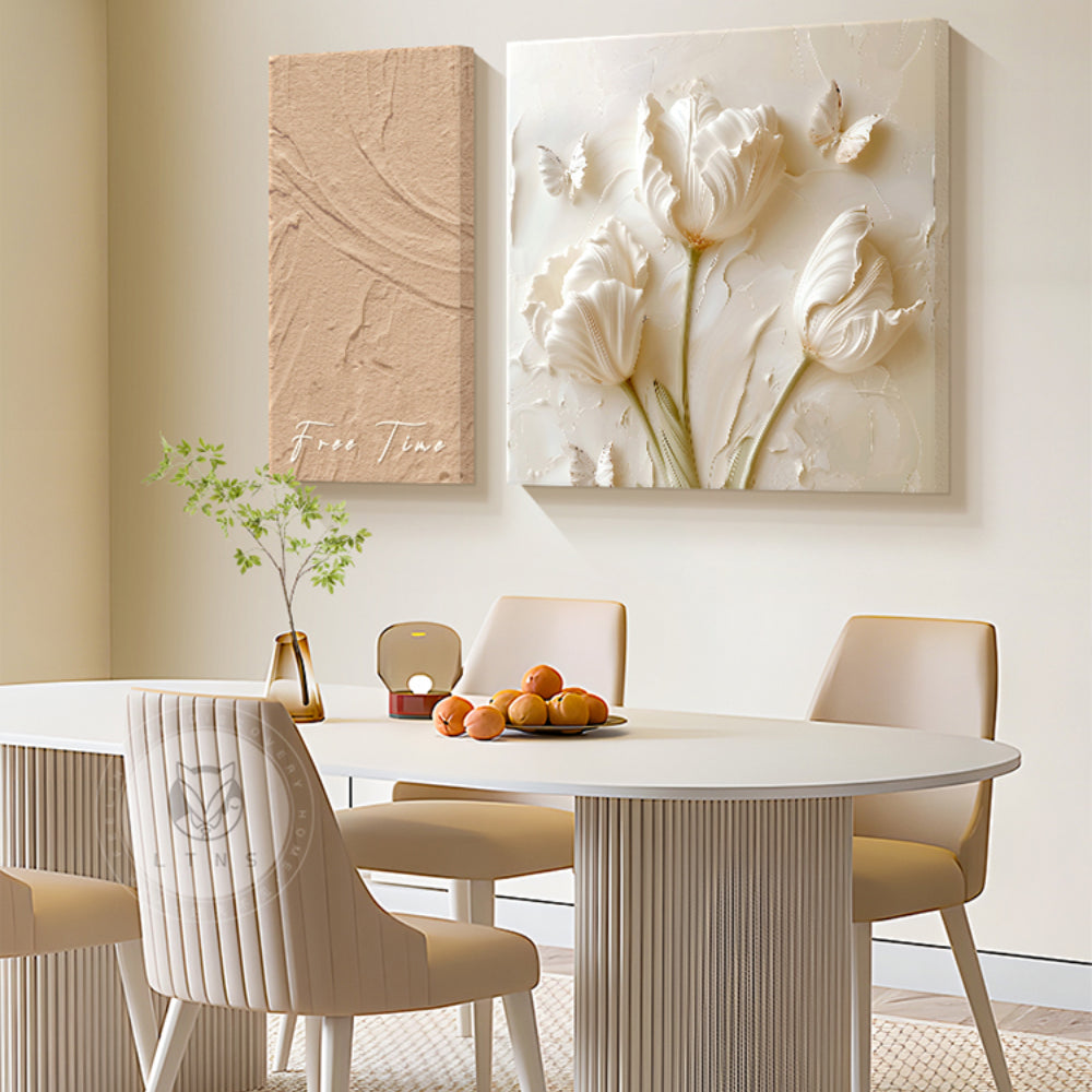 Cream Restaurant Decorative Painting Abstract Art Flower Hanging Painting