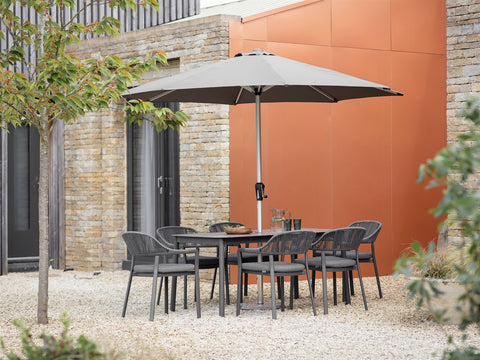 6 Seat Rectangle Dining Set with Parasol & Basegarden