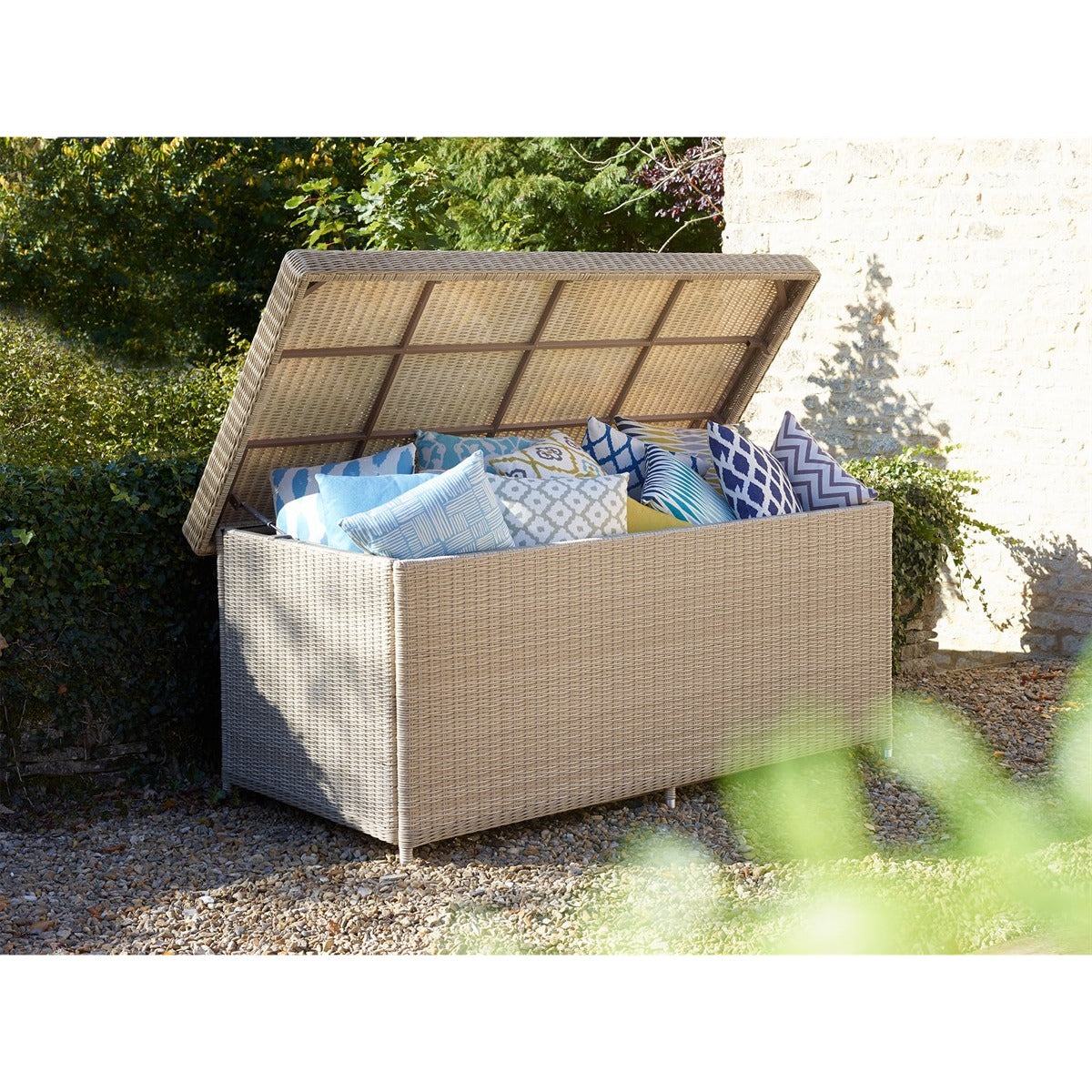 Sandstone Rattan Large Cushion Box including Linergarden