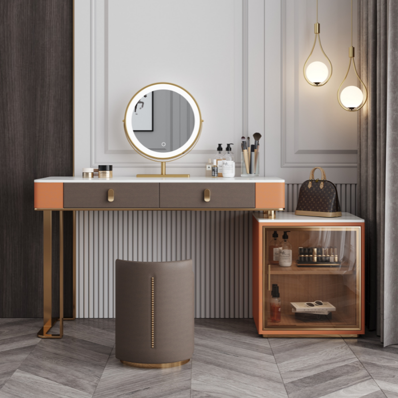 Italian minimalist dressing table rock board integrated cabinet modern simple bedroom high-end cabinet dressing table