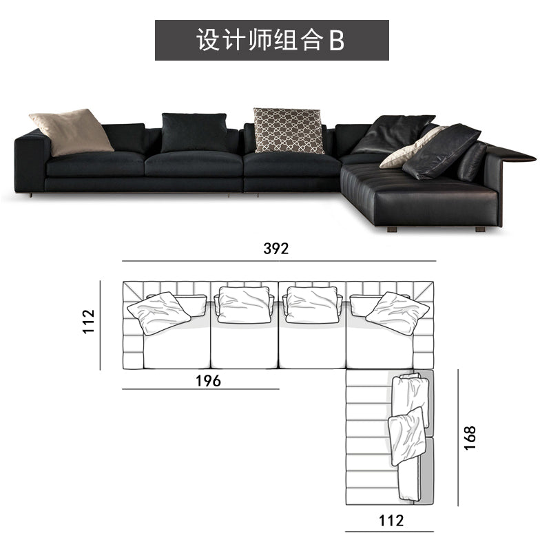 Modern simple straight row four MinotiFreemanLight luxury Italian minimalist living room fabric craft sofa