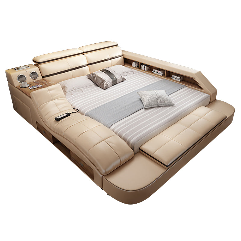 Customizable multifunction storage bed with massage music design of leather bed solid wood frame tatami factory wholesale bed