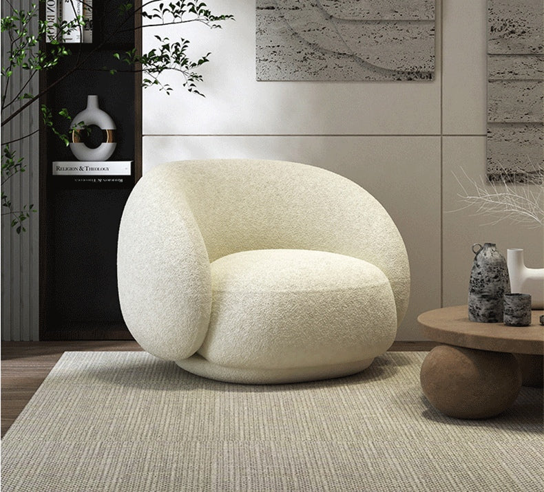 Modern minimalist design floor sofa lamb wool high back armrest single sofa chair living room furniture