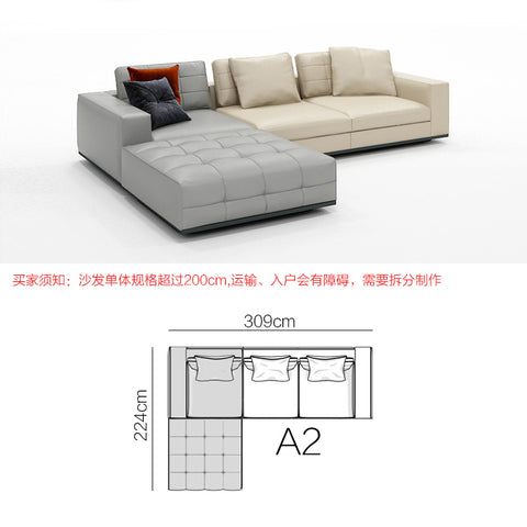 Fabric sofa Italian modern minimalist concubine combination Villa large flat layer light luxury sofa living room