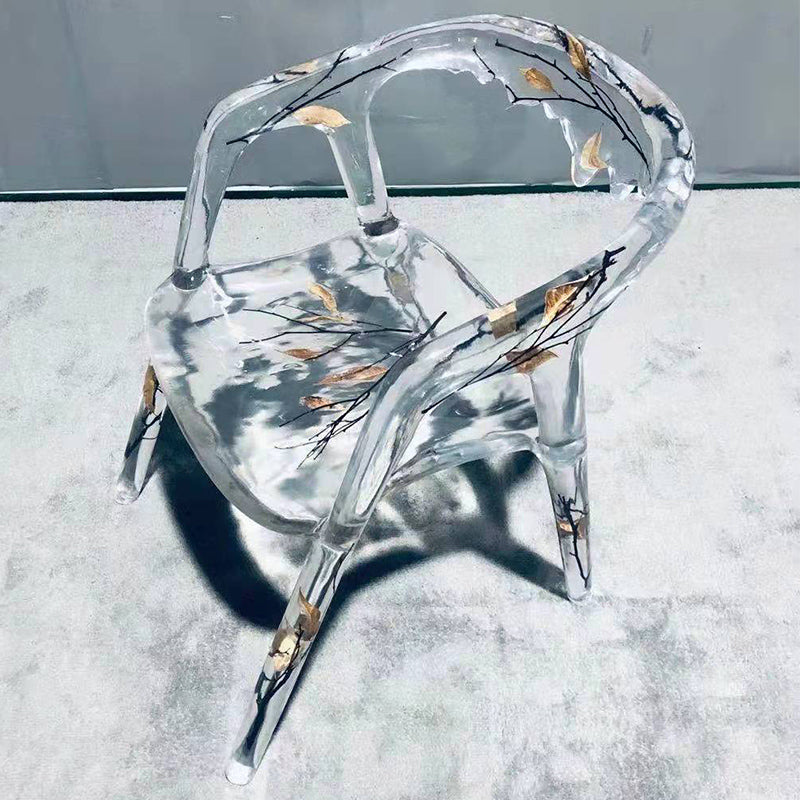 Transparent epoxy resin Internet-famous crystal water drop petal chair armchair seat sculptured ornaments branch leaf stool