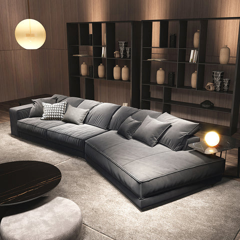 sofa italiano gray modern leather sectional l shape sofa living room furniture designs sofa set