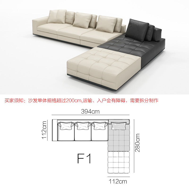 Fabric sofa Italian modern minimalist concubine combination Villa large flat layer light luxury sofa living room