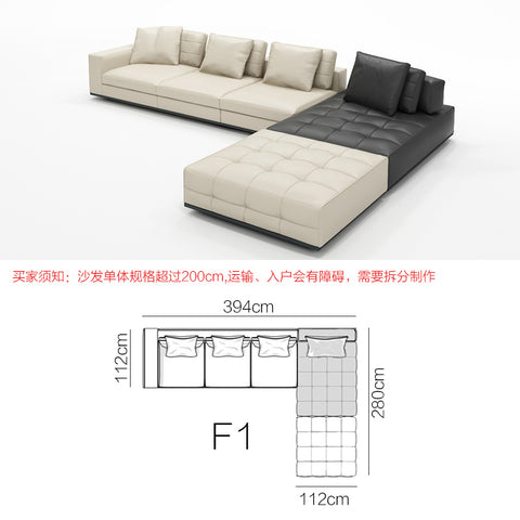 Fabric sofa Italian modern minimalist concubine combination Villa large flat layer light luxury sofa living room