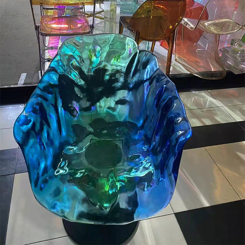 Transparent epoxy resin Internet-famous crystal water drop petal chair armchair seat sculptured ornaments branch leaf stool