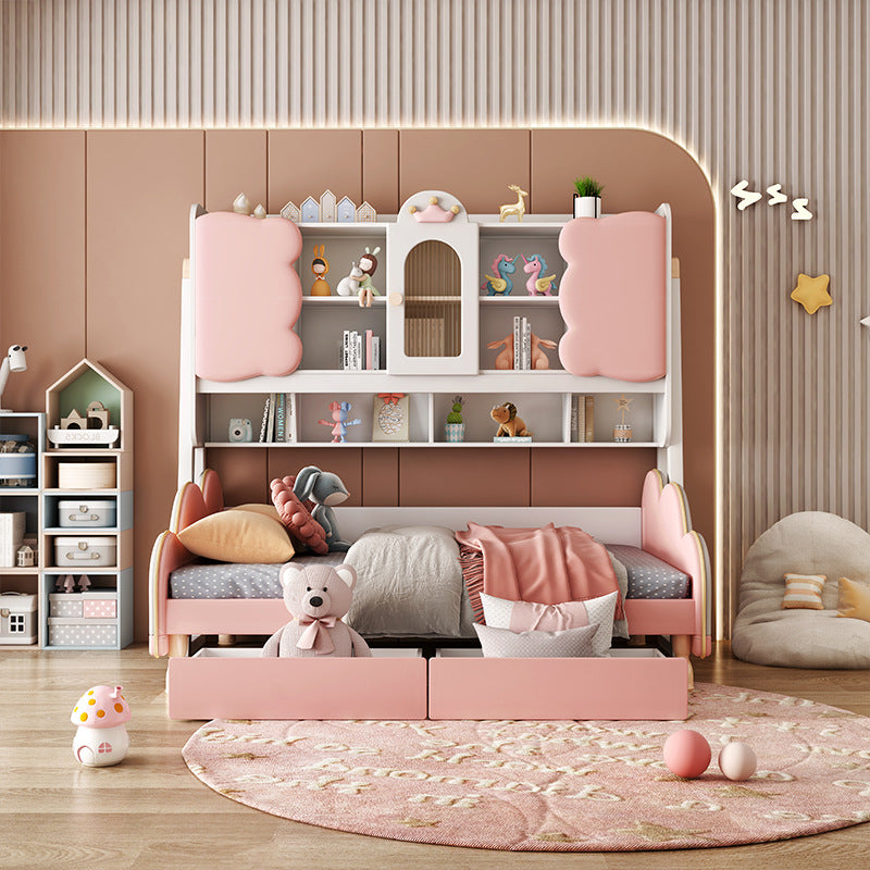 Children's bed girl princess soft bag bed with wardrobe integrated small apartment tatami bed bedroom dream girl's bed