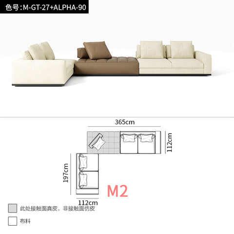 Fabric sofa Italian modern minimalist concubine combination Villa large flat layer light luxury sofa living room