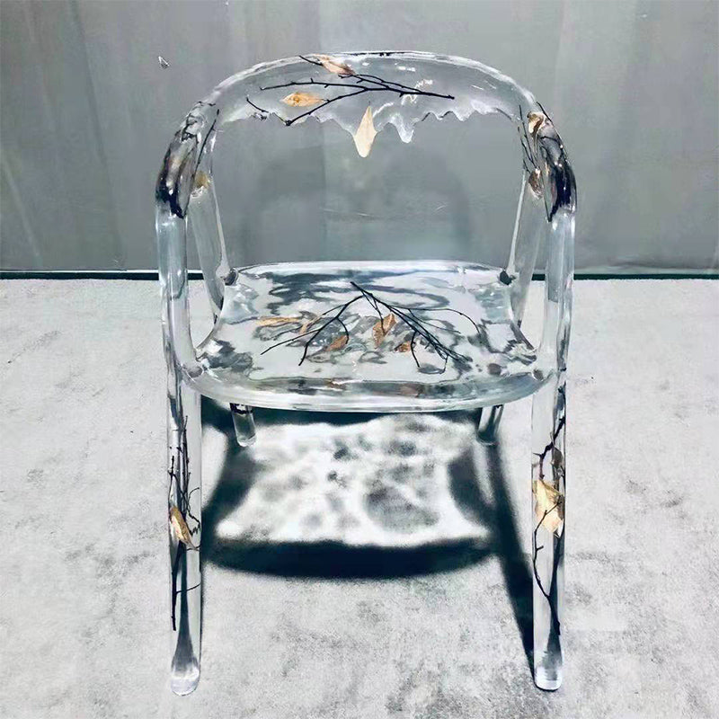 Transparent epoxy resin Internet-famous crystal water drop petal chair armchair seat sculptured ornaments branch leaf stool