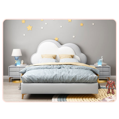 Solid Wood Children Room Furniture Cloud Cartoon Headboard Solid Wood Bed For Children bed