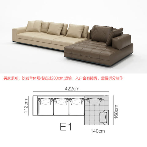 Fabric sofa Italian modern minimalist concubine combination Villa large flat layer light luxury sofa living room