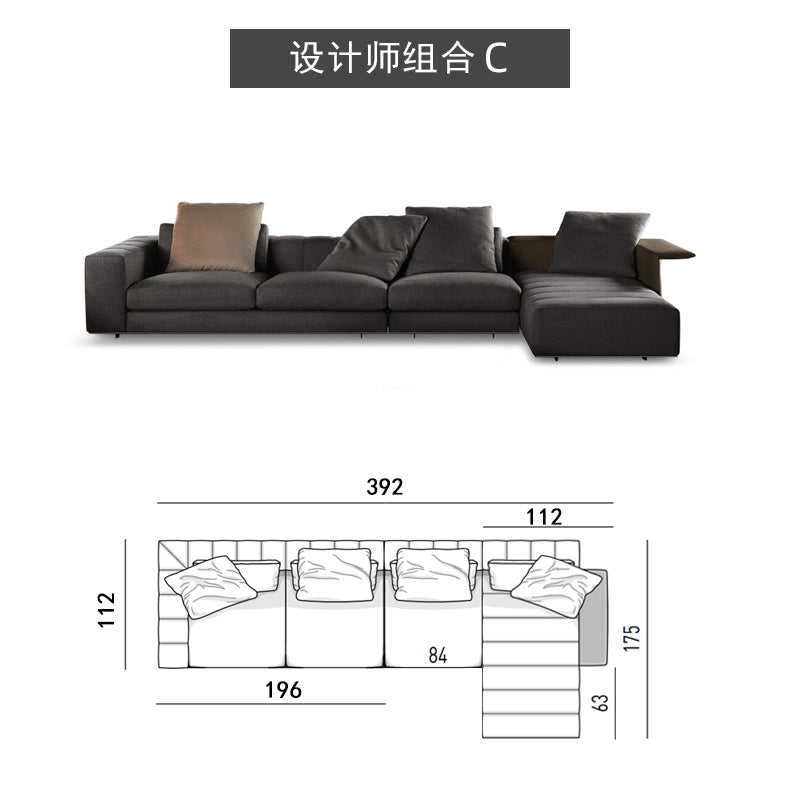 Modern simple straight row four MinotiFreemanLight luxury Italian minimalist living room fabric craft sofa