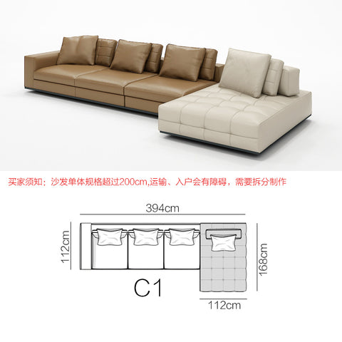 Fabric sofa Italian modern minimalist concubine combination Villa large flat layer light luxury sofa living room